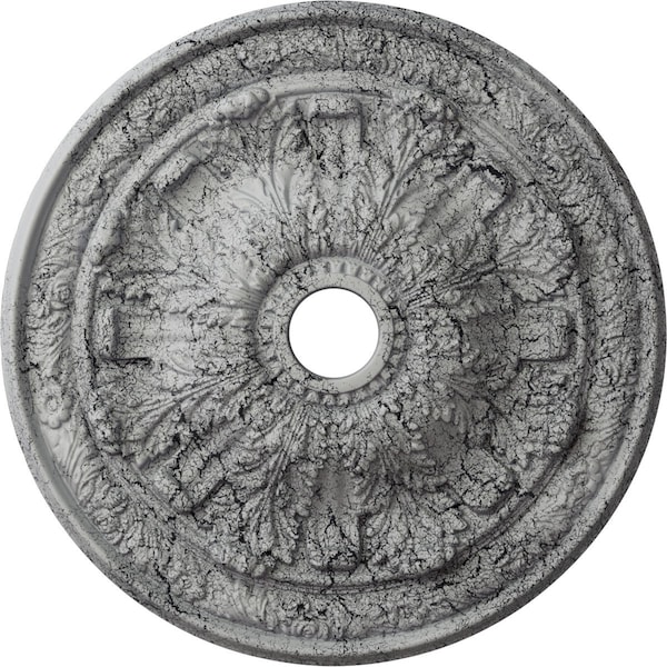Ekena Millwork Flagstone Medallion (Canopies up to 3 7/8"), 30"OD x 3 7/8"ID x 3 1/4"P, Ultra Pure White Crackle CM30FLUWC - main